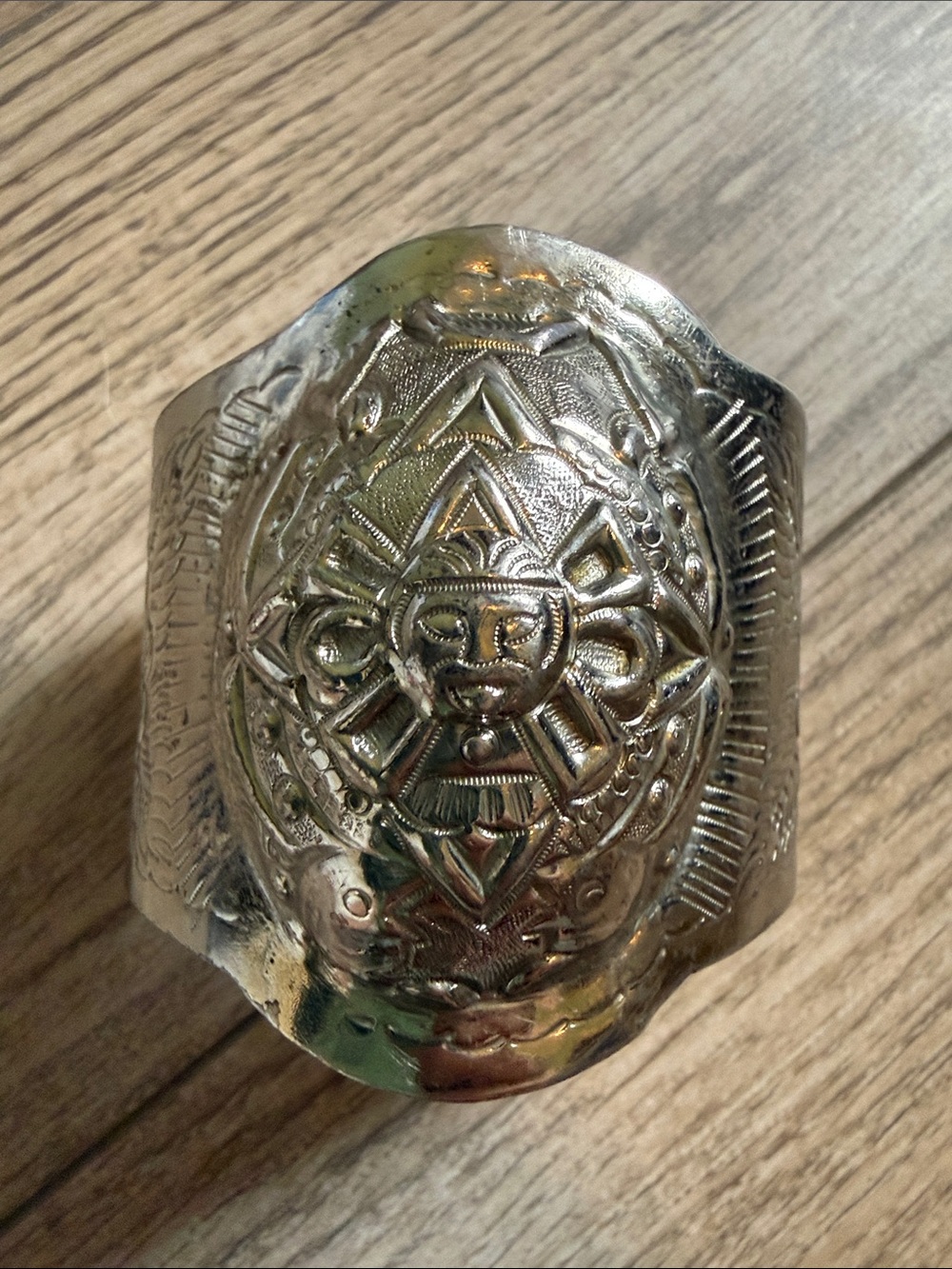 Perfect Maciel Mexico 925 Sterling Silver Aztec cuff “sticking out tongue”